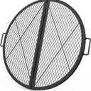 only fire X-Marks Fire Pit Cooking Grate, Foldable Round Grate for Outdoor Cooking, Heavy Duty Steel Campfire BBQ Grill Grid with Handle, Portable Camping Cookware, 30 inch