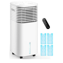 TEMEIKE 4IN1 Portable Air Conditioners, Evaporative Air Cooler w/ 4 Modes & 3 Speeds, 15H Timer for Smart Autooff, 2Gal Tank for 20H Cooling,17FT Remote,No Hose Needed,120°Oscillating Swamp Cooler