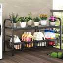 Under Sink Organizers, 2 Tier Stretchable Cabinet Shelf Organizer with 4 Removable Panels and 4 Under Shelf Basket for Under Bathroom Storage,Under Cabinet Shelves,kitchen Sink Storage Rack (black), Large