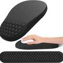 Ergonomic Mouse Pad and Keyboard Wrist Rest with Massage Design, Space-Saving Mouse Pad Wrist Support, Memory Foam Wrist Rest with Non-Slip PU Base for Computer Desk, Black