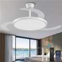【Larger】48" Retractable Ceiling Fans with Lights, Fandelier Ceiling Fan with Light and Remote, Reversible, 3 CCT, Dimmable, Slim Modern Chandelier for Bedroom, Living Room, Dining Room (White)