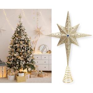 Christmas Traditions 11 inch Champagne Gold Glittered Large Christmas Bethlehem Star Tree Topper Star for Large Tree 6 feet-8 feet Tall/Home Decor Ornaments (Champagne Gold)
