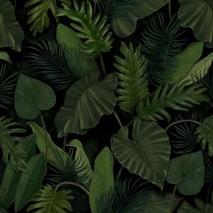Tropical Plants Green Peel and Stick Wallpaper Self Adhesive Removable Wallpaper Dark Green/Black Contact Paper Waterproof Decorative Vinyl Wallpaper for Bedroom Living Room 17.71x236.2