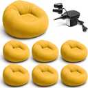 6 Pcs Inflatable Bean Bag Chairs with Electric Air Pump, Giant Blow Up Couch, Outdoor Folding Beanbag Chairs for Adults, Portable Lounger Air Sofa Lazy Sofa Seating for Movie Night Home Camping(Orange, 103 cm × 103 cm × 60 cm