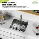 25x22 Inch Stainless Steel Kitchen Sink - Drop In Single Bowl Topmount Modern Kitchen And Bar Sink With Silicon Mat,Drain Strainer Set Compatibility With Various Kitchen&Bar Style, 25x22x9 inches
