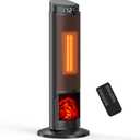 Sweetcrispy Space Heater for Indoor Use, 23Inch Portable Heater with Remote and Thermostat,7 Light Modes, 70Oscillation, 12H Timer, Up to 95F, Tip-over Protection,Black