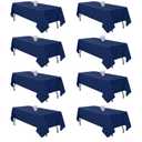 8 Pack Navy Blue Table Cloth 60x126 Inch Rectangle Tablecloths for 8 Foot Rectangle Tables, Wrinkle Resistant Washable Polyester Fabric Rectangular Table Cover for Dining Banquet Wedding Party