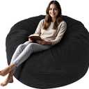 Bean Bag Chairs for Adults, 4FT Bean Bag Chairs with Plush Microfiber Removable Cover, Giant Bean Bag Chairs with Memory Foam Big Sofa Bean Bag Chairs for Reading, Gaming Cozy Chair, Black