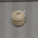 HAOTOP Porcelain Sugar Bowl, Ceramic Salt Bowl with Spoon and Lid for Home and Kitchen, 12 Ounces (Beige)