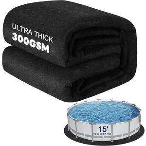 300G/M² Thicker Pool Liner Pad for Above Ground Swimming Pools,15 Ft Round Under Pool Padding, Durable Geotextile Material, Double Density Puncture Resistant, Extend Liner Life,Mats for Pool Bottom