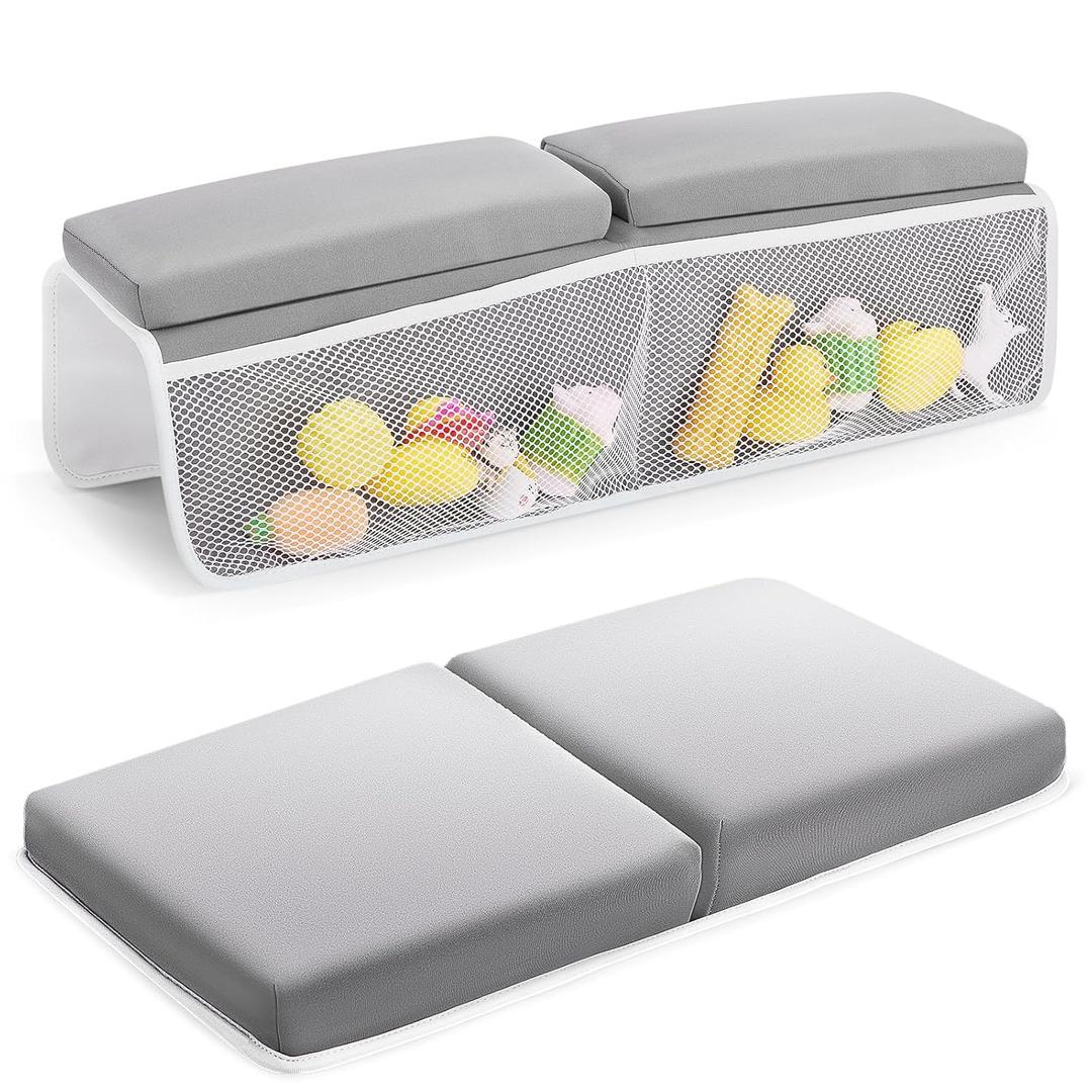 Baby Bath Kneeler and Elbow Rest Pad Set, Bathtub Kneeling Pad, Baby Accessories for Bath, Relieve Your Knees and Elbows (Black)