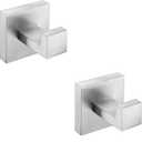 Nolimas Towel Hook Stainless Steel Bathroom Rustproof Clothes Towel Coat Hook Wall Mounted Square Toilet Kitchen, Heavy Duty Door Hanger, 2 Pack, Brushed Nickel