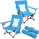 Joyfair Beach Camping Chair (2 Pack), Outdoor Folding Chair for Adults, Heavy Duty Portable Chair for Outside Fishing, Lawn, Sport, Patio, Armrest Cup Holder & Storage Pocket, Carry Bag