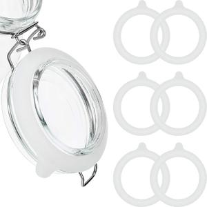 Outus 8 Pieces 3.75 Inches Silicone Jar Gaskets Replacement Silicone Seals Airtight Gasket Sealing Rings for Regular Mouth Canning Jar(White)