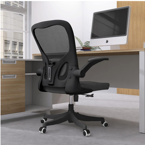 Office Chair, Ergonomic Office Chair Desk Chair with Lumbar Support & 2D Flip-up Arms Height Adjustable Home Office Desk Chairs Rockable High Back Computer Chair Black Mesh Study Chair