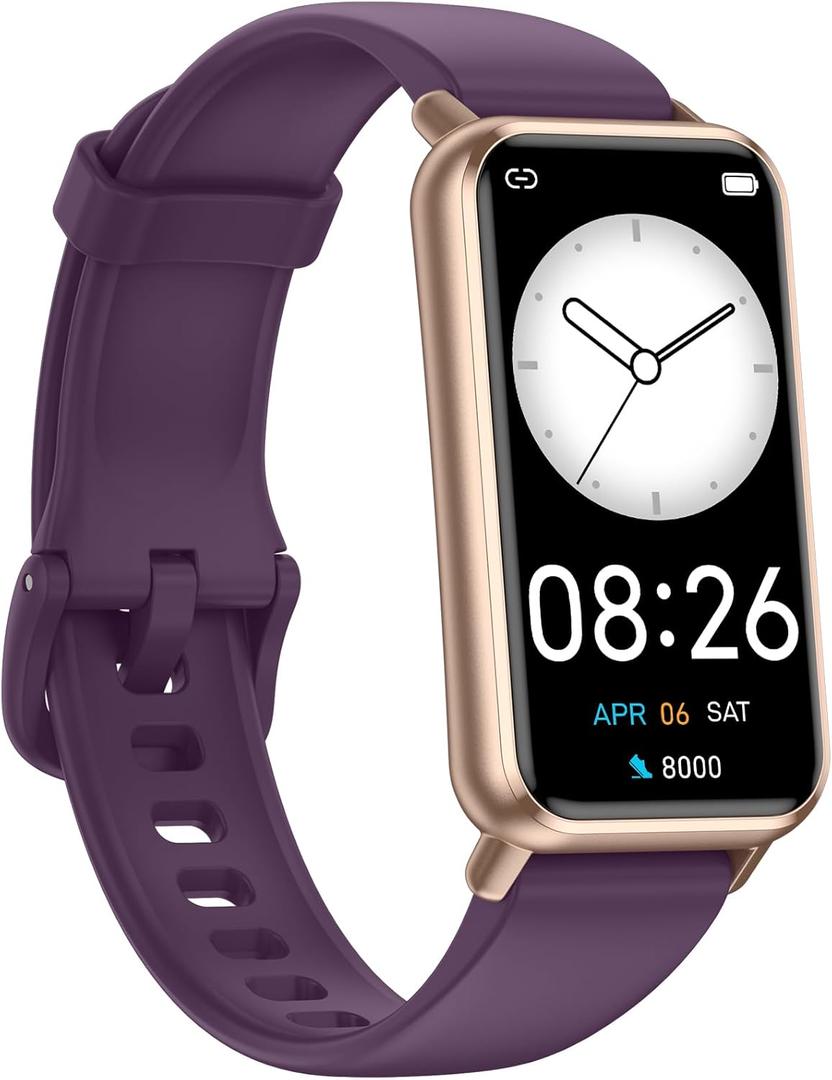 Kummel Long Battery Pedometer Watch 14 Days Battery Life, Slim Design No App/Phone Required Fitness Tracker, 50 Meters Waterproof Smart Watch, Heart Rate Step Counter for Men Women (Purple)