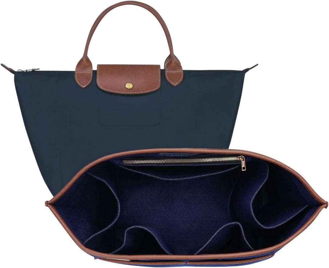 ZTUJO Premium Felt LongChamp Organizer Insert, Compatible with Longchamp Le Pliage Energy, Shoulder Bag, Top Handle, Xtra (Navy Blue, Small)