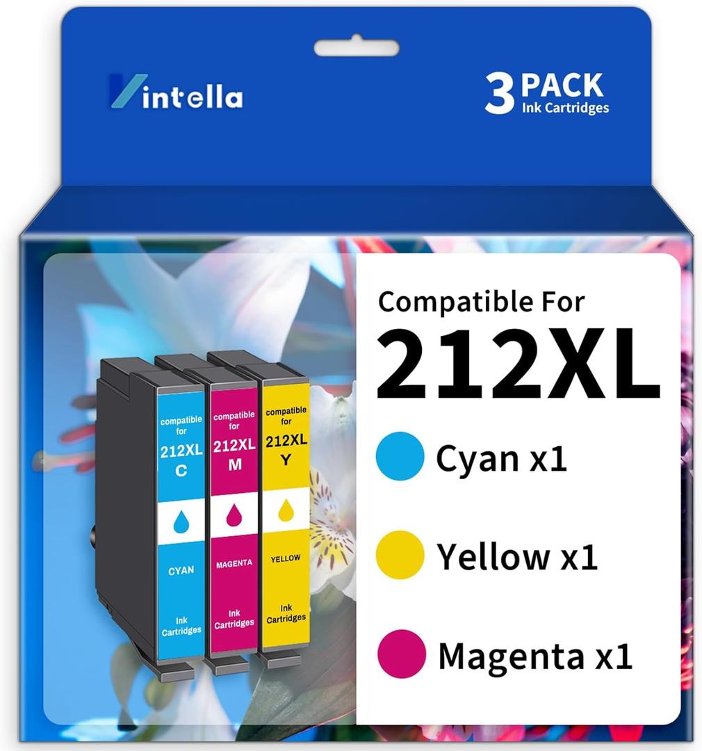 Remanufactured Ink Cartridge Replacement for Epson 212 212XL T212 T212XL Ink Cartridges Color Only for Workforce WF-2830 WF-2850 Printer (1 Cyan, 1 Magenta, 1 Yellow)