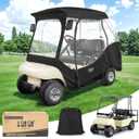 10L0L 4 Passenger Golf Cart Enclosure for Club Car DS, 600D Waterproof Windproof Portable Transparent Golf Cart Rain Cover/Driving Enclosure Black (Tailight Can Be Seen)