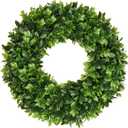 20" Boxwood Wreaths for Front Door,Artificial Spring Wreaths for Wall Window Porch Home Farmhouse St Patricks Day Indoor Outdoor Decoration,Suitable DIY Wreath for All Season (1, Mixed)