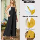 Lepunuo Womens Casual Loose Jumpsuits Summer Boho Wide Leg Rompers Sleeveless Overalls with Pockets (Size: Medium,Black)