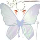 Fairy Wings for Adults and GirlsFairy Costume Set with Floral Garland, Fairy Hair Tinsel, Wand & Elf Ears  Butterfly Wings (White)