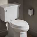 KOHLER Stonewood Quiet-Close, Elongated Toilet Seat Soft Close, Durable Wood, Easy Installation, Universal Fit, Home Essentials, White Finish, K-20466-0