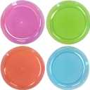 Party Essentials Hard Plastic 6-Inch Round Party/Dessert Plates, Assorted Neon, 80-Count