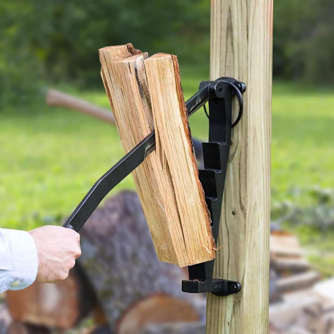 Kindling Splitter for Wood, Wall Mounted Log Splitter, Manual Log Splitter in Carbon Steel, Hand Log Splitter for Camping Household Outdoor (23.6inch Black) (23.6inch black)