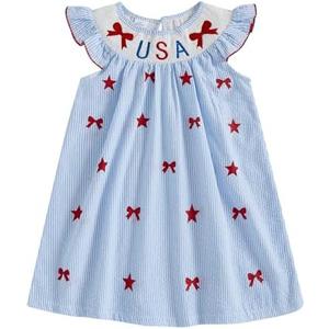 Toddler Girl Christmas Outfit Girls A Line Princess Dress Christmas Tree Embroidery Smocked Dresses Cute Clothes, Size 2/3Y