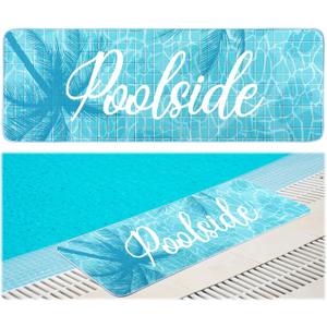 Jenaai 24" X 67" Poolside Mat Outdoor Rug, Non Slip Waterproof Rubber Mat for Deck, Edge of Pool, Patio, Beach, Summer Outside Swimming Decorative (Palm)