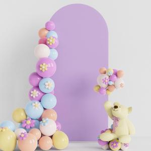 Putros Wedding Arch Cover 6FT Lavender Spandex Fitted Round Top Chiara Backdrop Stand Covers for Wedding Birthday Party Decoration