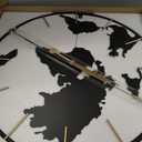 Large World Map Wall Clock,Metal Minimalist Modern Clock,Round Silent Non-Ticking Battery Operated Wall Clocks for Living Room/Home/Kitchen/Bedroom/Office/Farmhouse Decor (30 Inch)