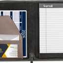 Samsill Small Vintage Portfolio/Zipper Faux Leather Portfolio, Book Style Hardback Design, Business & Interview Padfolio Organizer, Holds 5 x 8 Writing Pad, Dark Brown