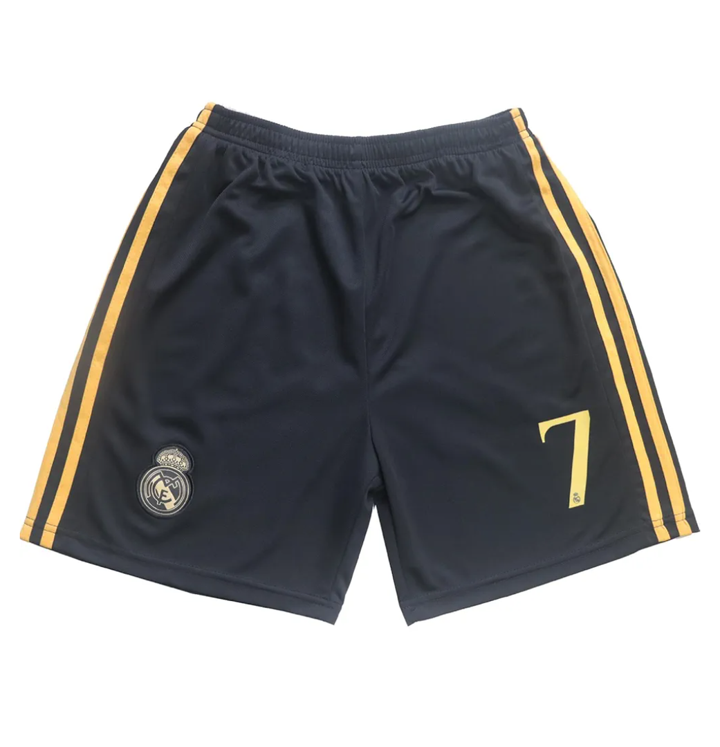 Madrid Ronaldo #7 Special Gold Black Dragon Edition Football Soccer Kids Jersey Shorts Youth Sizes, Black, XL