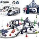 Train Sets for Boys 4-7, Battery Operated Train Set with Tracks(Magnetic Connection), Compatible with Thomas, Brio, Chuggington, Gifts for 3 4 5 6 Years Old (City)