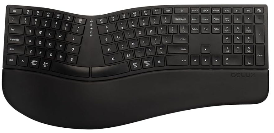 DELUX Ultra-thin Ergonomic Wireless Keyboard GM909-Black