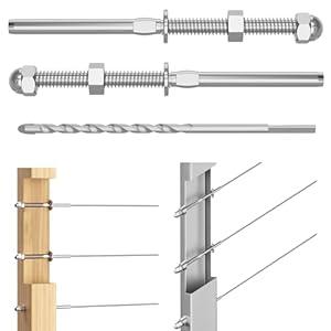 Fulifix Cable Railing Tensioner - 20 Pack Swage Threaded Stud End Fitting, T316 Stainless Steel, Cable Railing Hardware Easy Install for 1/ 8 Stainless Steel Cable & 2"x2" Wood/ Metal Post - Silver