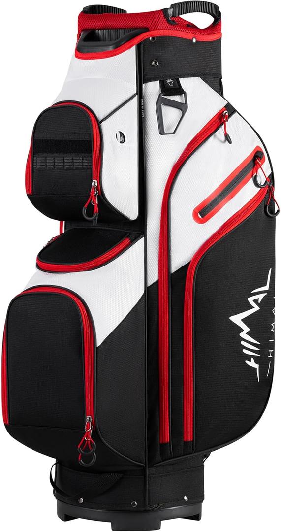 UNIHIMAL Golf Cart Bag, 15 Way Organizer Divider Top with Handles and Rain Cover (Black-White)