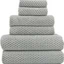 YTYC 29x59 Inch Extra Large Bath Towels Set of 6 Quick Dry Super Soft Microfiber Towels for Bathroom 80% Polyester (Grey, 6 Piece)
