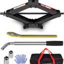 Car Jack Kit, Scissor Jack for Car 2 Ton (4409 lbs), Tire Jack Changing Kit with Lug Wrench for Sedan SUV