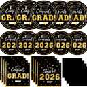 Graduation Decorations 2026 Class of 2026 Congrats Grad Disposable Paper Plates Luncheon Napkins Cocktail Napkins Black Gold Graduation Party Supplies Serve 50