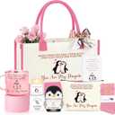 Anniversary Birthday Gifts for Women Wife Girlfriend, Penguin I Love You Romantic Gifts for Her Basket Set of 7