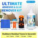 Surface Safe Adhesive Remover Spray 7oz - Rapidly Dissolves Glue Sticker Labels Decals Tape Residue from Car, Windows, Glass, Floor & More with Plastic Scraper & Microfiber Cloth for Easy Removal