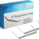 OLYMPX 100 Pcs of 2 Capacity Premium Metal Prong Paper Fastener Bases, 2.75 Inch Base for Paper File Clip Folder Accessories, Box of 100