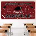 3 x Graduation Decorations 2026 Maroon Graduation Banner 66.1" x 33.8" Graduation Backdrop Congrats Grad Banner for Outdoor Indoor High School College Class of 2026 Graduation Party Decorations