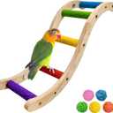 Hamiledyi Nature Wooden Bird Ladder Pet Parrots Climb Bridge Exercise Stands for Parakeet Climbing Chewing Bridge Bird Cage Accessories for Cockatiel Parakeet Lovebirds Budgie