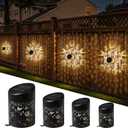 Solar Outdoor Fence Lights Decoration 4 Pack, Solar Wall Deck Step Lights Outdoor Garden Decor with Hummingbird Sunflower Theme for Yard Art Porch Patio Backyard, Gifts for Mom Women