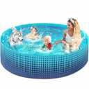 Jasonwell Foldable Dog Kiddie Pool - Hard Plastic Kids Paddling Pool Toddler Baby Swimming Pools for Backyard Collapsible Whelping Box Pet Doggie Cats Wading Pools Bathtub for Puppy Large Dogs 87In