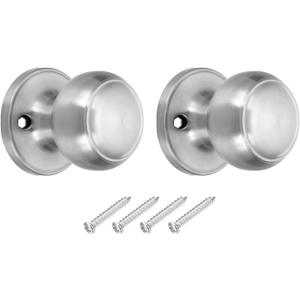 PATIKIL 2 Pcs Dummy Door Handles Round Stainless Steel Knobs Non-Turning One-Half Side Knob for Interior Exterior Door, Silver